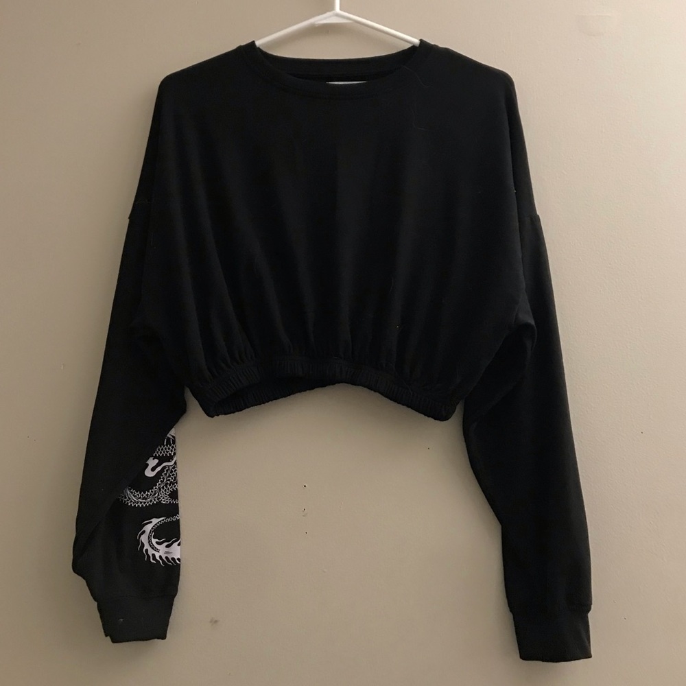 Black Cropped Dragon Sweater